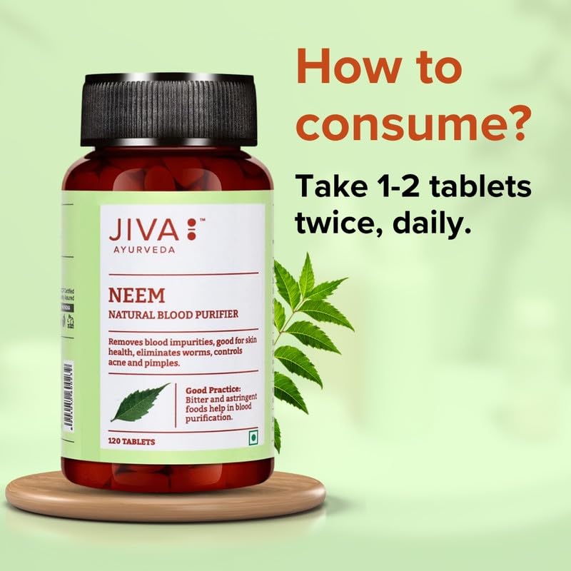 Jiva Neem Tablets 120 X Pack of 4 Natural Ayurvedic Blood Purifier for Healthy Skin and Urinary Support