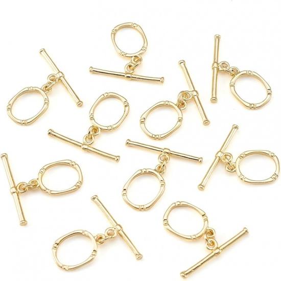 Craftdady 10 Наборов 18K Золотые Овальные Застежки-Тогл Пряжка-Т-образный Штифт Застежка Конечные Застежки для DIY Браслета Ожерелья Изготовления Украшений, 16.5x11мм 18K Gold Oval