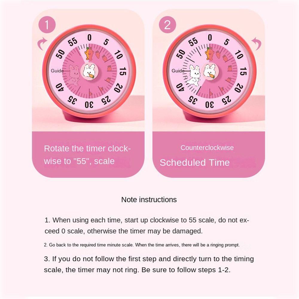 60-Minute Mechanical Timer with Stand Countdown Clock Cute Visual Timer  Kids Study