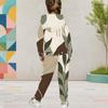 Girls Striped Printed Hooded Long Sleeve Kangaroo Pocket Top Cuffed Pants Two Piece Set
