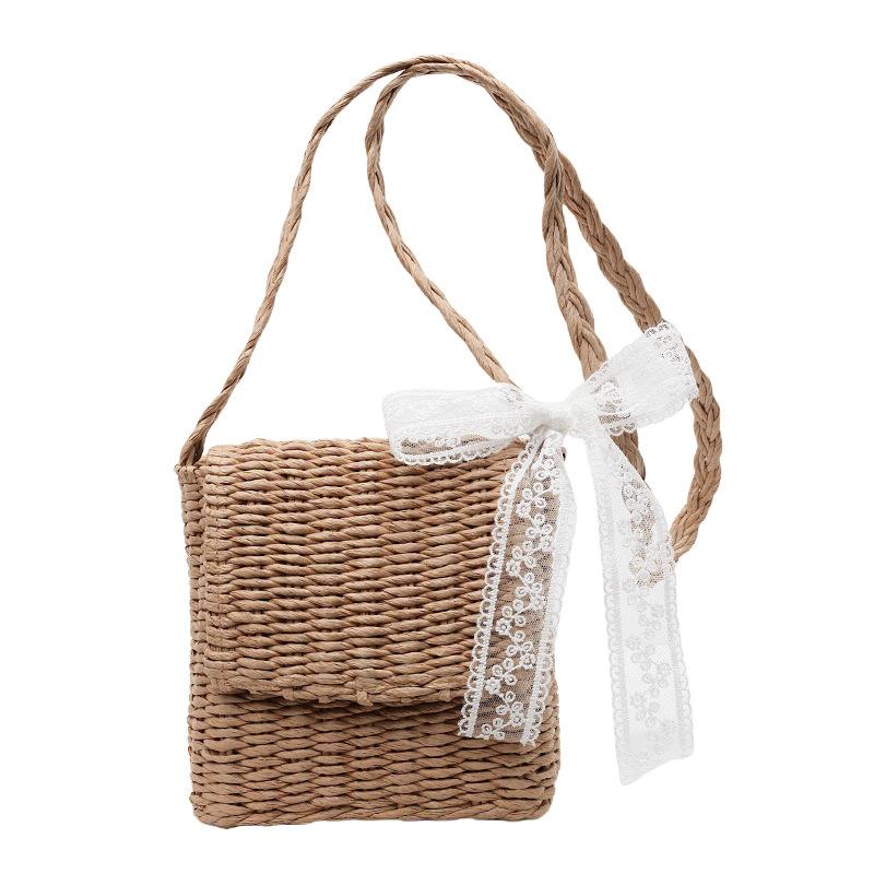 

Woven bag Large capacity simple versatile vegetable basket bag Portable rattan seaside vacation style female straw bag хакі