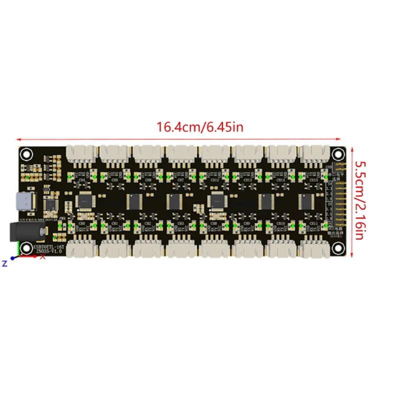 High Performances Type C 16Way USB to TTL Serials UART Expansion Module Featuring CH348Q Chip for Stable Communication