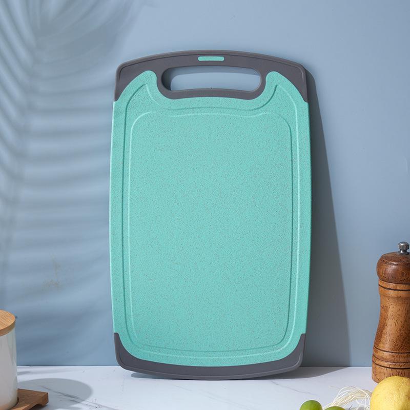 Double-Sided Non-Slip Wheat Straw Cutting Board with Wrapped Handle for Kitchen and Outdoor Use