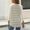 T-shirt imprimé boutonné à manches 3/4 pour femme - Haut basique à col en V - Mode quotidienne - Week-end
