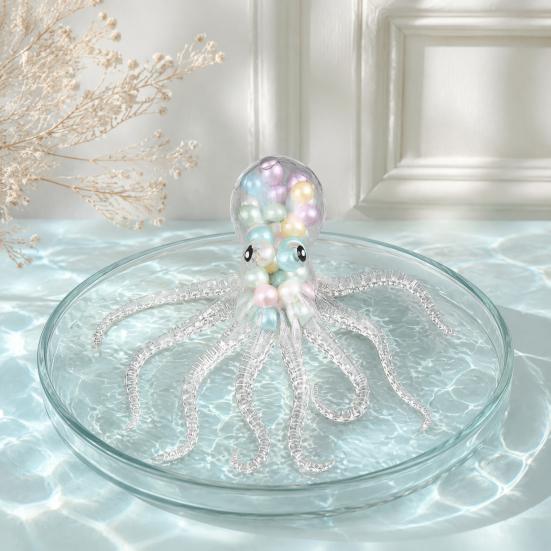 Stretchy Octopus Toy Bead Filled Squeeze Toy, Stress Relief Sensory Calming Mini Fidget for Hand Exercise & Relaxation TPR Ball