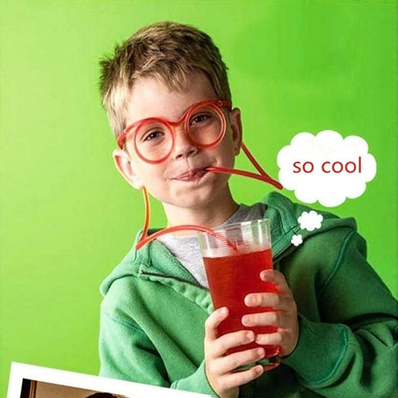 Plastic Straws Glasses Design Soft Drink Juice Straws Tube For Adult Chidren Cartoon