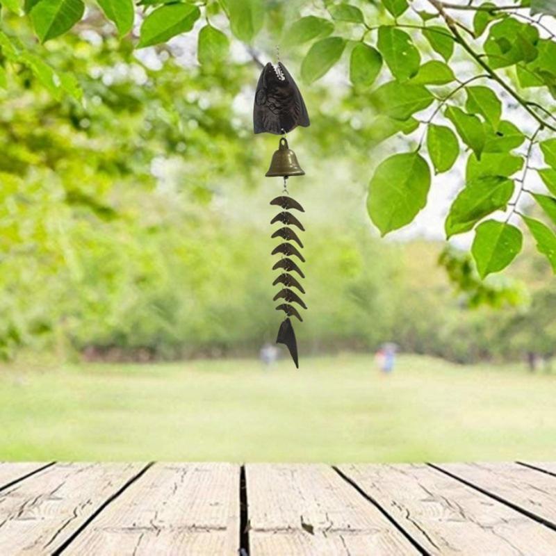 Windchimes Outdoors Fish Bone Windchime Decor Hangable Metal Decorations Vintage Wind Chimes For Porch Yard Patio Balcony Garden