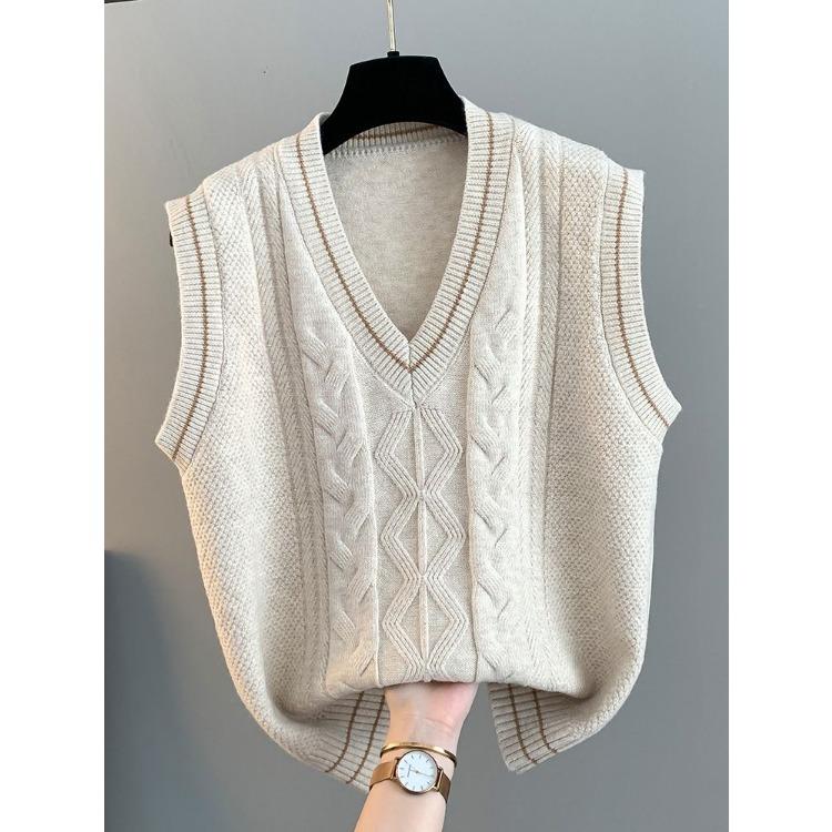 Women's Vest Knitted Tank Top for Spring and Autumn Wear New Women's Sweater Winter V-neck Loose