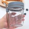 350ML Glasbehälter Versiegelt Tragbarer Becher mit Deckel Löffelhalter für Joghurt Frühstückscerealien Haferflocken Milchbehälter mit Skala