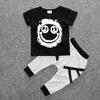 2025 Boys' Summer Cartoon T-shirt & Tape Pants Set