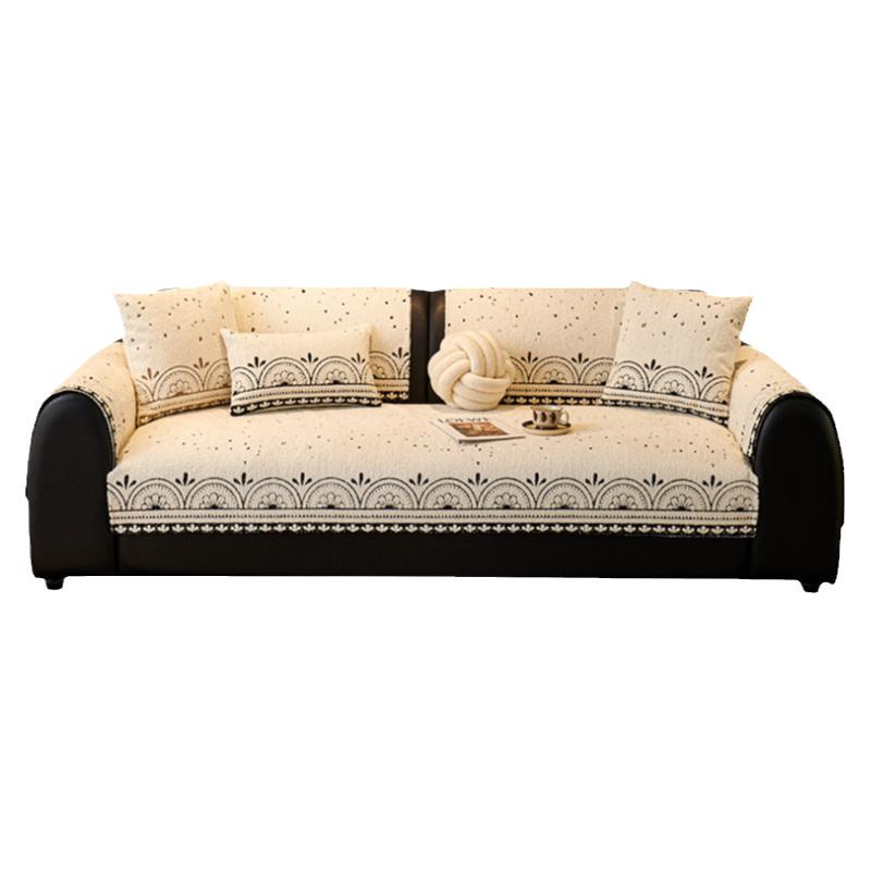 Verdicktes Samt-Sofa-Kissen mit halber Kante  Neuer einreihiger Leder-Sofaüberwurf Überzugstuch Winter Rutschfester Sitzkissenbezug Überzugstuch Handtuch