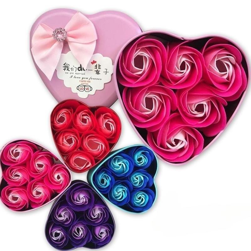6Pcs Heart-shaped Rose Gift Box Simulated Rose Soap Flower Mother's Day Rose Gift Box Valentine's Day Rose Gift Wedding Souvenir