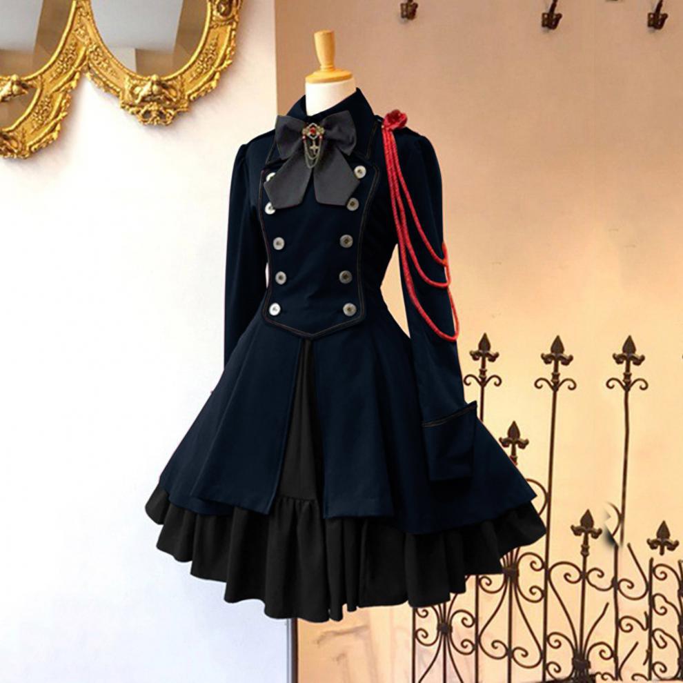 Renaissance Retro Langarm Schleife Rüsche Cosplay Kleid