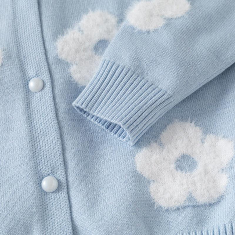2-9 Years Girls Knitted Button Coat Cardigan Sweater