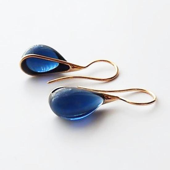 1 Çift Kadın Küpe Su Damlası Şekli Sahte Kristal Şeffaf High-end Damla