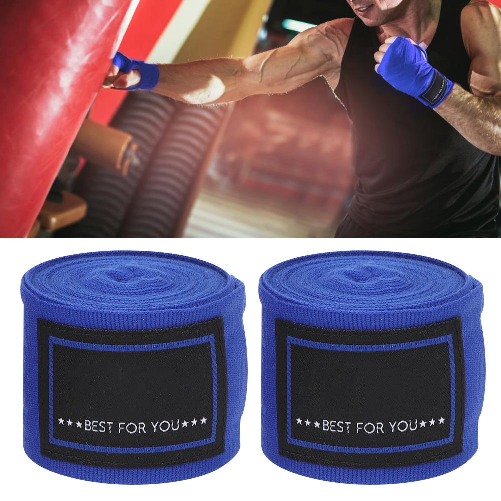 A Pair of Blue Elastic Boxing Fixing Belt Hand Guard All Cotton Sanda Muay Thai Sport Protective Gear