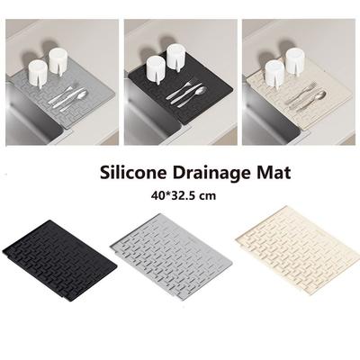 Heat Insulation Silicone Drainage Mat Heat Resistant Silicone Material Kitchen Drain Pad Drainage Function Slope Design