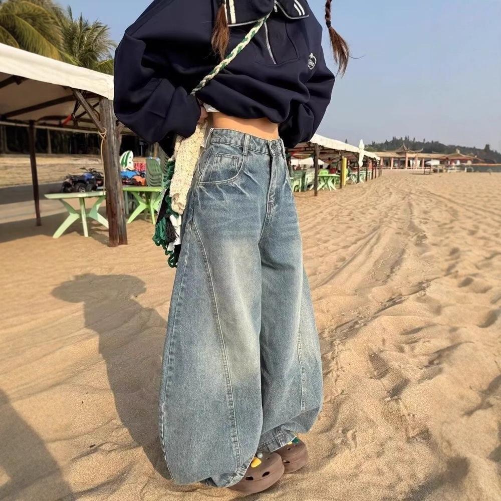 Damen High Waist Retro Säbeljeans - Frühling/Herbst Stil, Stilvolle Weitbeinige Hose