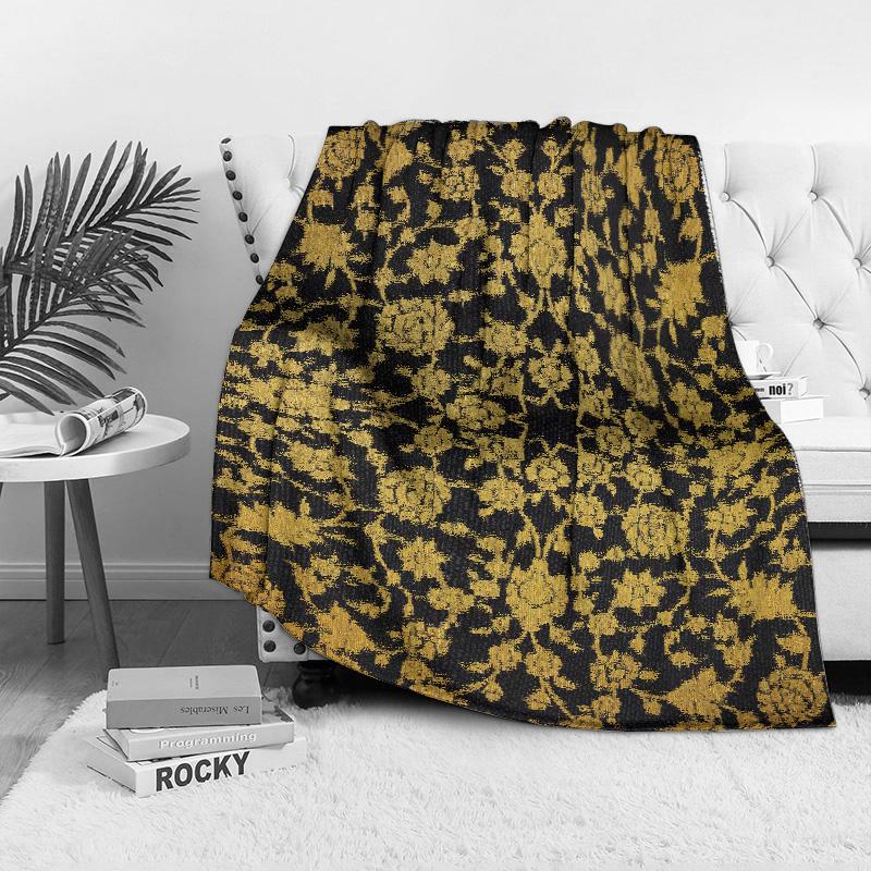 Black Floral Pattern Velvet Throw Blanket Sofa Bed Living Room Decorative Cushion Cover Gift