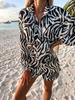 Tooxika New Vacation Style Casual Printed Long Sleeved Shorts Two-piece Set