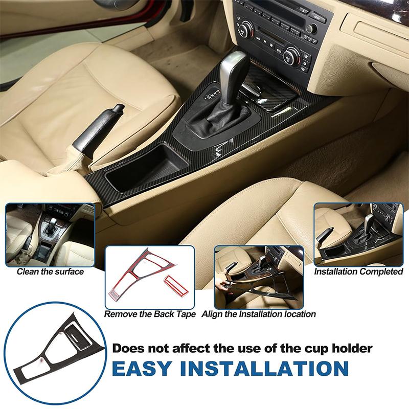 ABS Carbon Fiber Car Center Console Gear Shift Panel Frame Cover Trim For BMW 3 Series E90 E92 E93 2005-2012 LHD Car Accessories