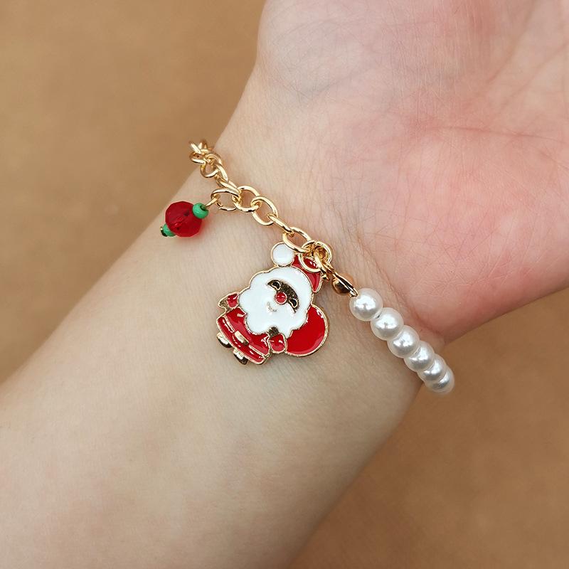 Festive Alloy Christmas Bracelet with Santa, Snowman, Reindeer, and Snowflake Charms