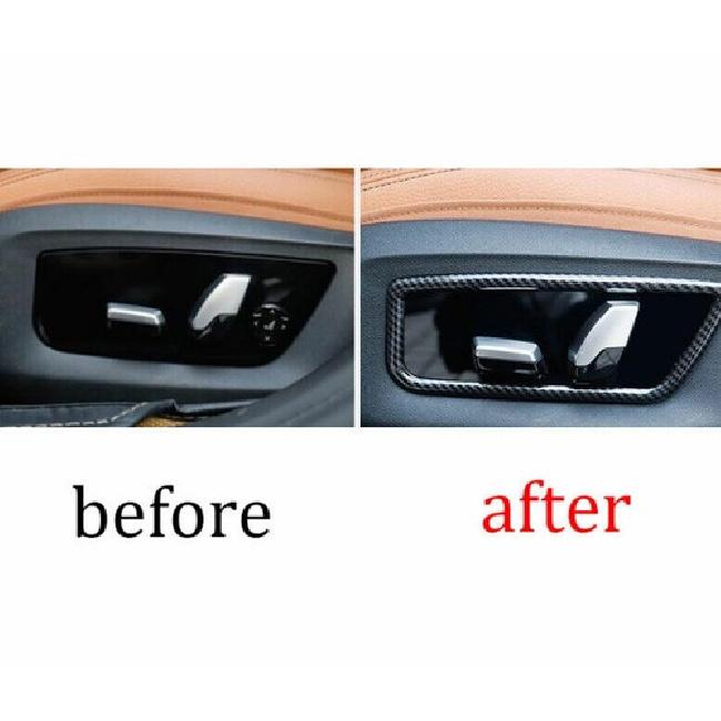 ABS Carbon Fiber Seat Button Handle Frame Cover Trim For BMW 5 Series 2018-