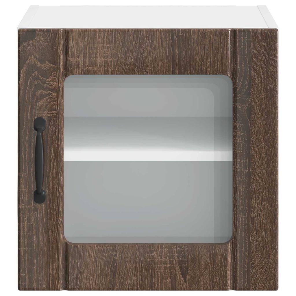 Wall Mounted Glass Cabinet LUCCA 2 Pcs Brown Oak 40 X 31 X 40 Cm