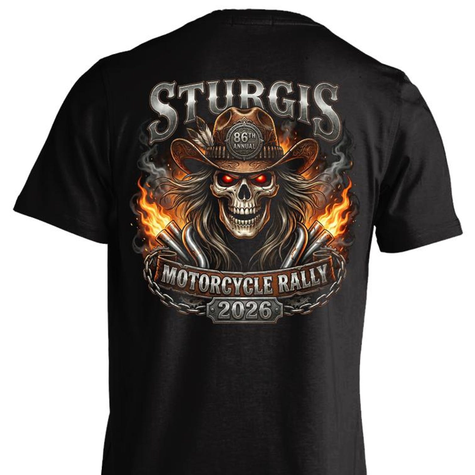 2026 Sturgis Motorcycle Rally Cowboy Skull - 86th Anniversary L