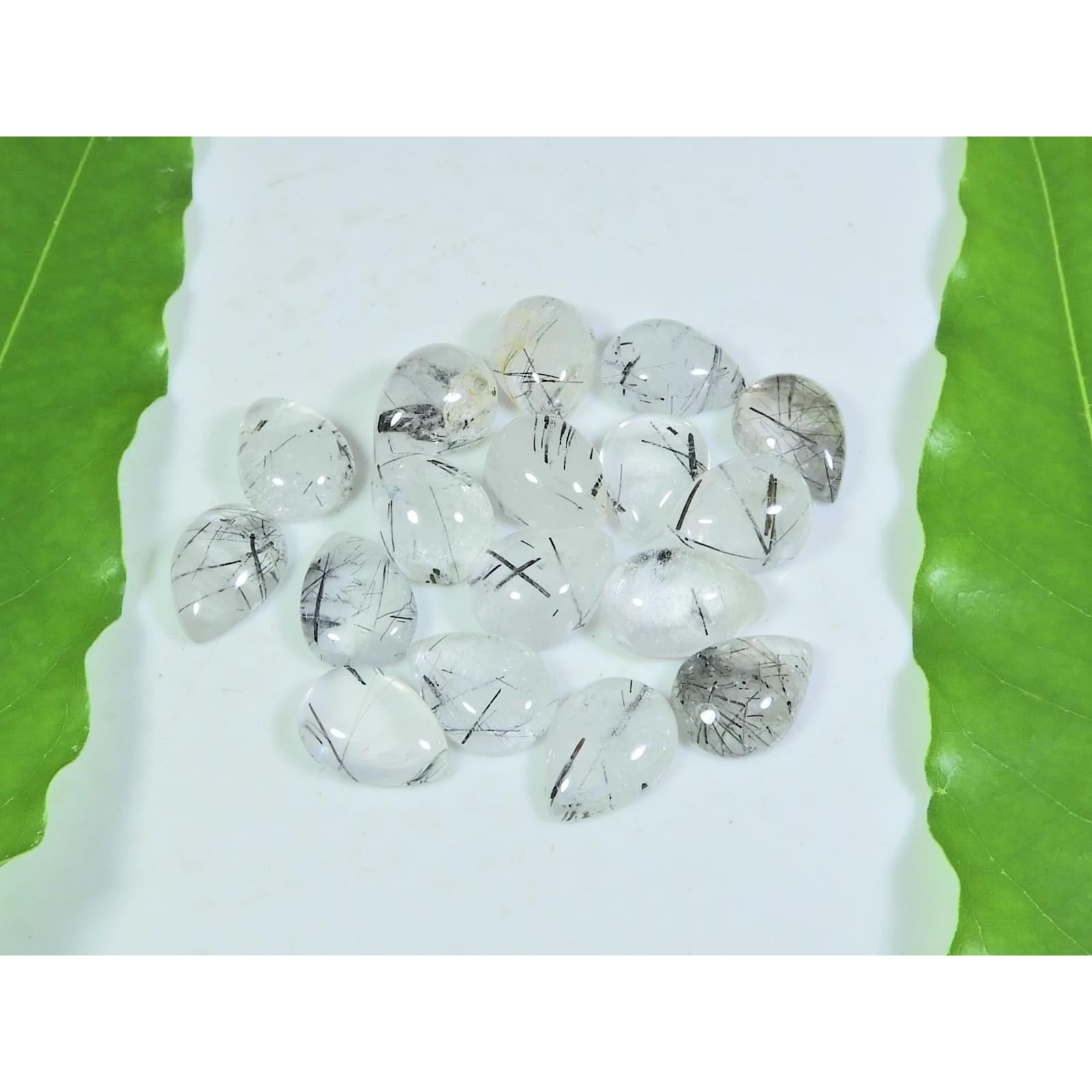 

9X13ММ Натуральный Черный Рутил Груша Кабошон Свободный Драгоценный Камень 17 Шт./Лот A-243