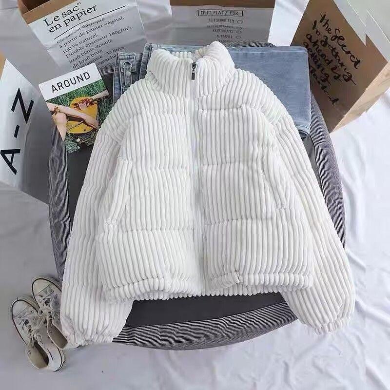 Jachetă din catifea pentru femei, de culoare uni, decupată, la modă pentru studenți