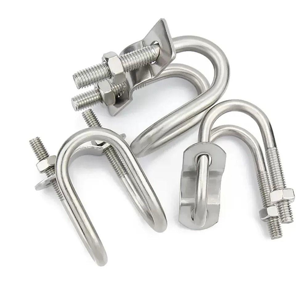 Steel Double U Cross Clamp 20 25 32 40 50 M8 Pipe Clamp Durable Tube Pipe Clip Pipe Connection