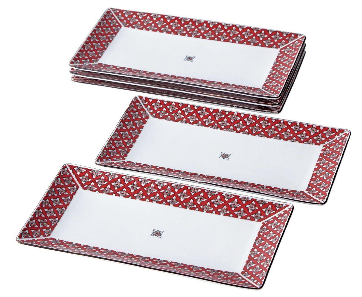 

Maebata Musbu Набор прямоугольных тарелок с дизайном красных цветов 29830