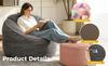 Ergonomic Curved Bean Bag Chair with Detachable Storage Pocket and Matching Cylindrical Ottoman for Modern Home Comfort
