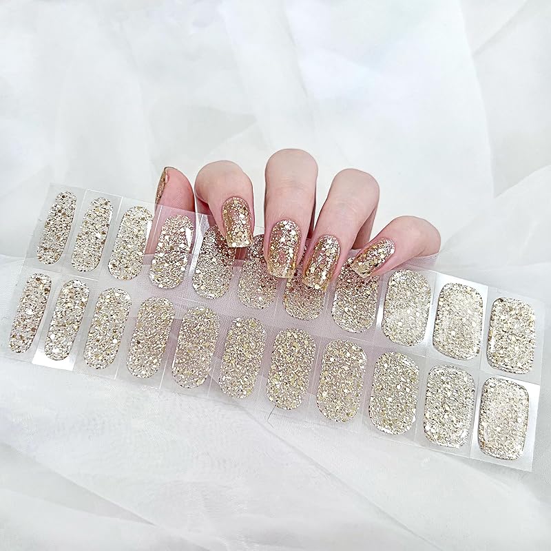 Semi Cured Gel Nails Strips (131) 027 Gold