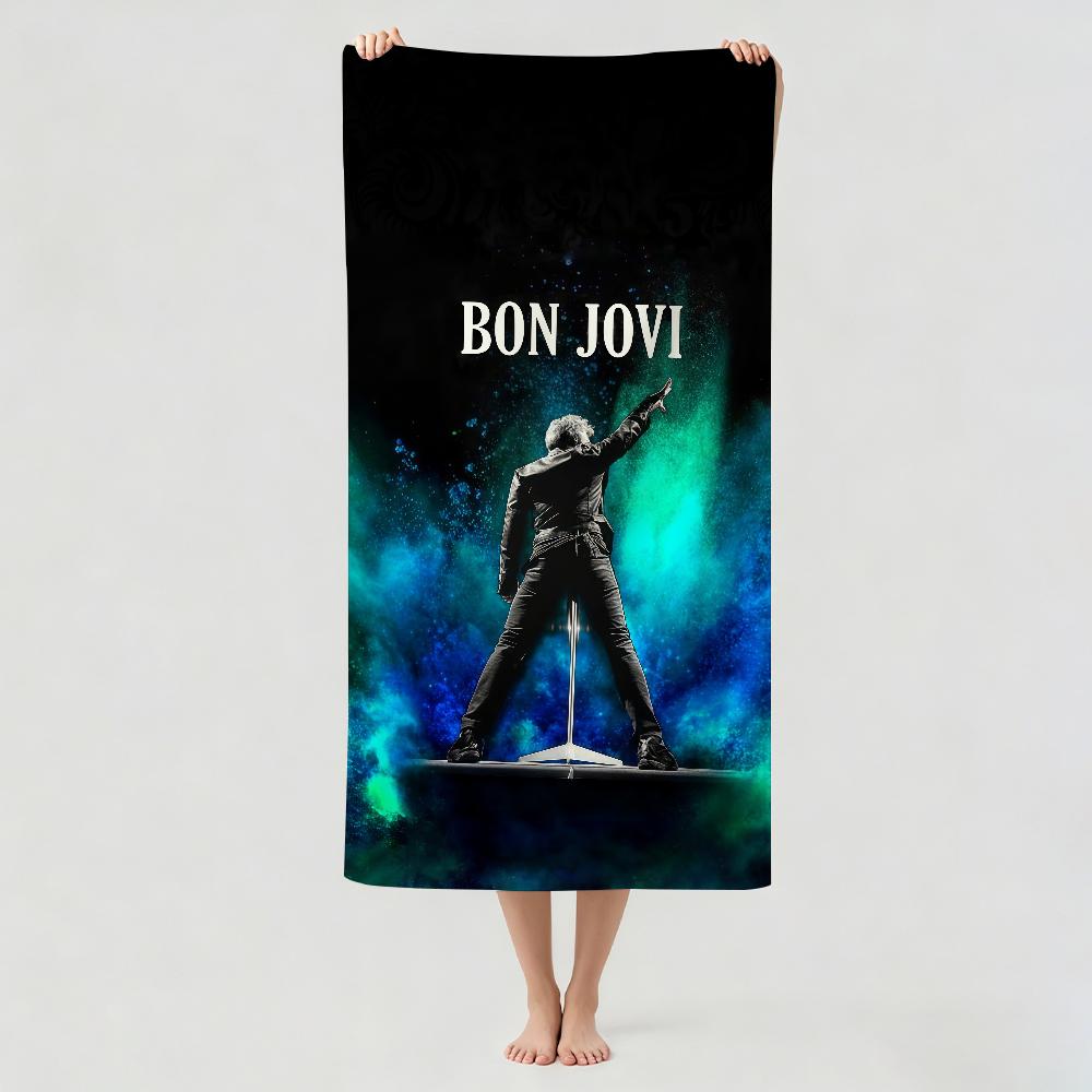 Asciugamano per Band Rock B-Bon J-Jovi Asciugamano da Bagno Applicabile per Nuoto Leggero Campeggio Yoga Spiaggia Esterno