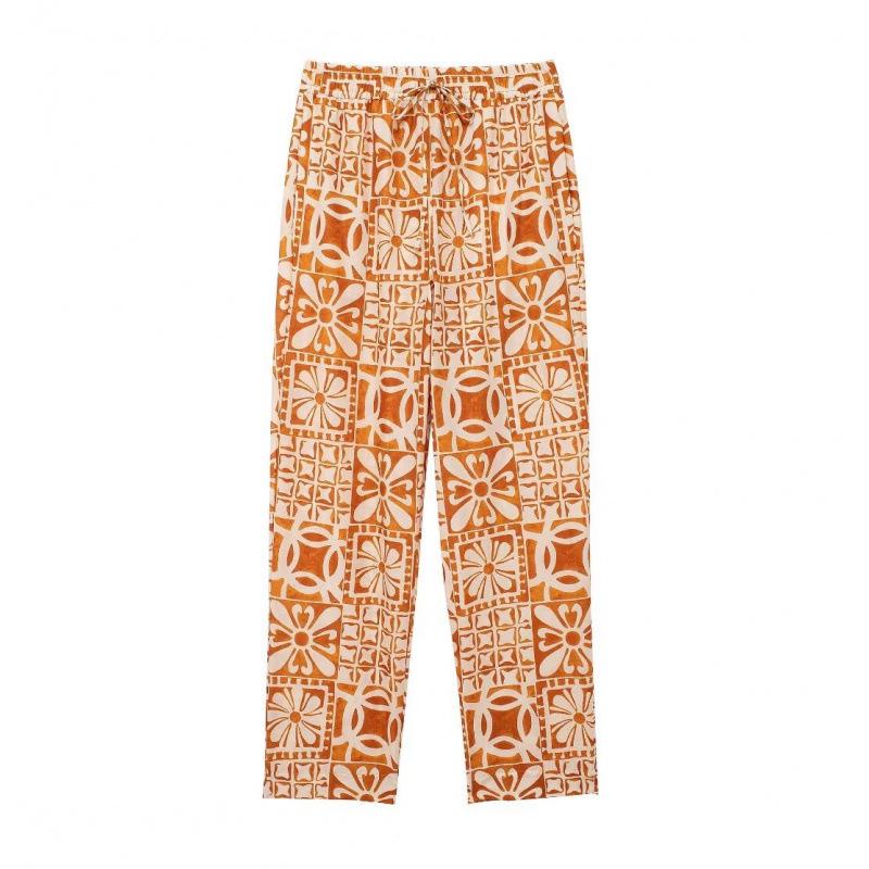 Summer Street Fashion Print Shirt and Pants Set for Women - European and American Style