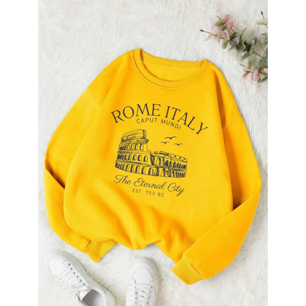 Colosseum Rome Italy Print Woman Sweatshirt Casual Crewneck Sportswear Y2K Loose Multicolor Pullover All-Match Clothing