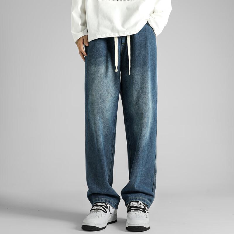 Wassup Sohot Men's American Straight-Leg Loose Casual Jeans