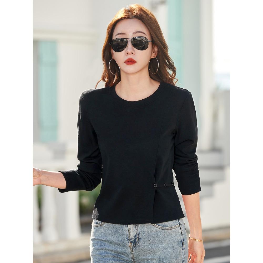 Women's Long-sleeved T-shirt Spring and Autumn New Round Neck Outer Wear Bottoming Shirt Slimming All-match Top