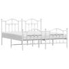Metal Bed Frame with Headboard and Footboard White 183 x 213 cm