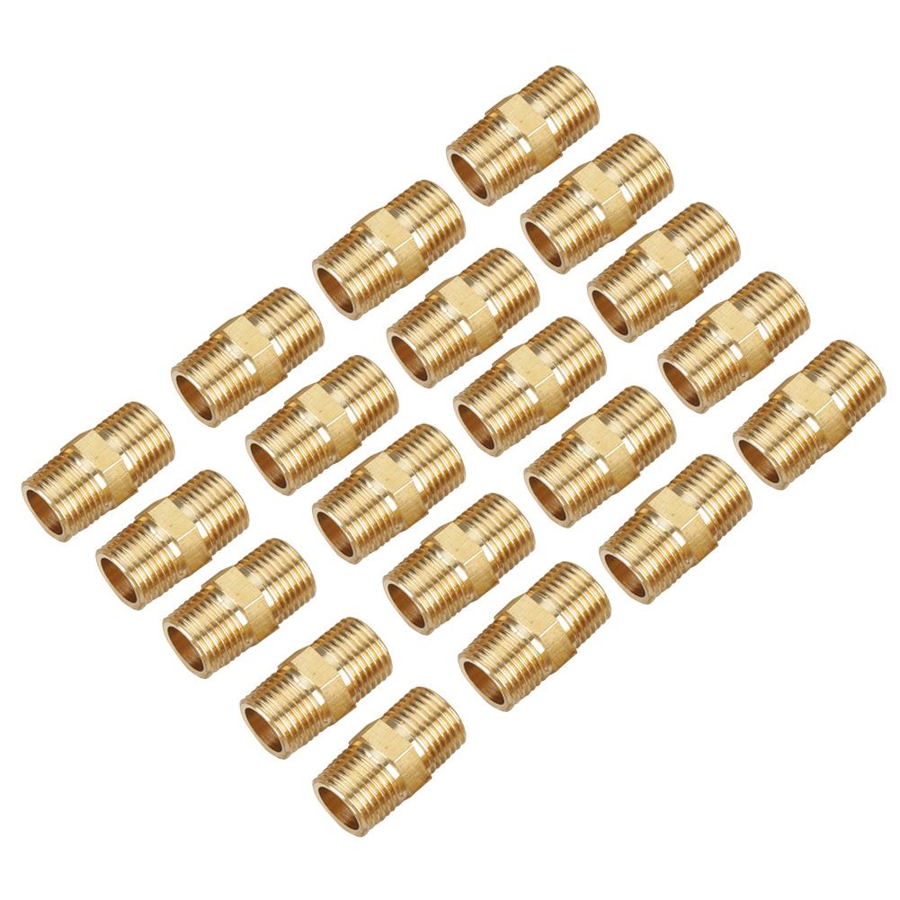 20 Pcs 18 BSP To 18 BSP External Thread Brass Pipe Hex Nipple Fitting Quick Adapter