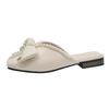 Fashion Bow Design Sweet Slippers for Women 2024 Spring and Summer Mules Sexy Low-cut Flat Bottom Square Women's Closed Toe Slippers