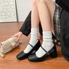 Grape mother spring new Mary Jane shoes women wear high-end thick heels single shoes one-word belt uniform high heels