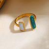 Adjustable Colorful Drip Glaze Ring Women Fashion Retro Geometric Gold Color Stainless Steel Rings Wedding Jewelry Birthday Gift