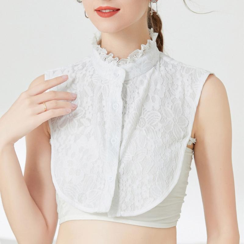 Lace Ruffle Faux Collar Decorative Collar for Dress Suit Removable False Collar Universal Shawl Elegant Sweater Collar