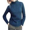 Women Sweater Solid Color Linen Sweater Knitted Turtleneck Sweater