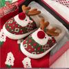 New Winter Lovely Women's Slippers Home Cute Cartoon Cotton Slippers Christmas Deer Non-Slip House Shoes