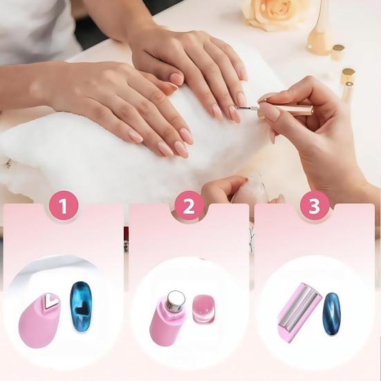 2Pcs Cat Eyes Nail Magnet Gel Nail Polish Love Heat Round Line Shape Nail Art Magnet Pen Home Salon Women Cat Eyes Magnetic Manicure Art Tools