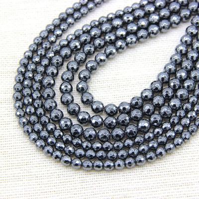 Natural Gray Hematite Faceted Beads 6mm 8mm, Dark Gray Gemstone Beads For Jewelry Making, Energy Beads
